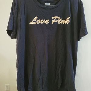 Black love pink tee shirt